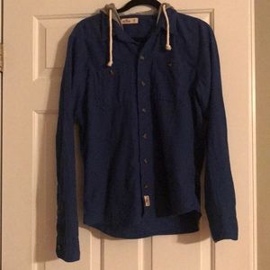 Hollister hooded, casual button down shirt